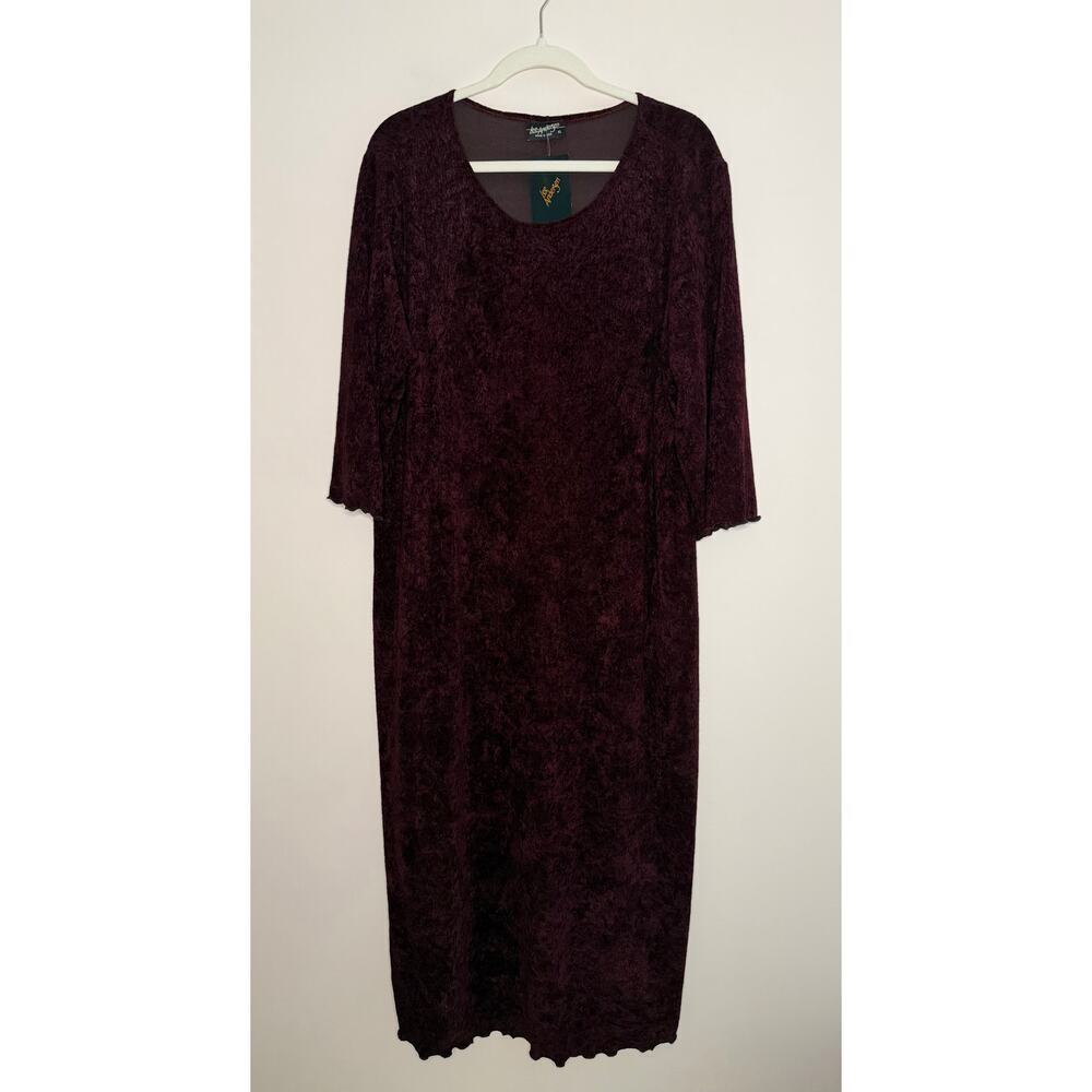 VTG NWT Lee Andersen Romantic Goth Red Crushed Velvet Lettuce Hem Maxi Dress XL